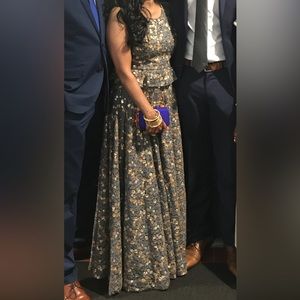 Sequin crop top and skirt